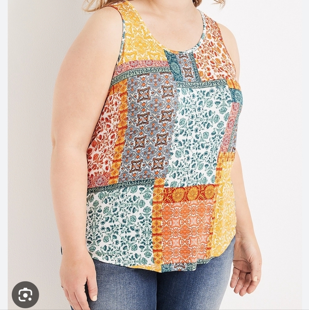 Maurice's NWT XXL Cottagecore patchwork lattice back sleeveless top